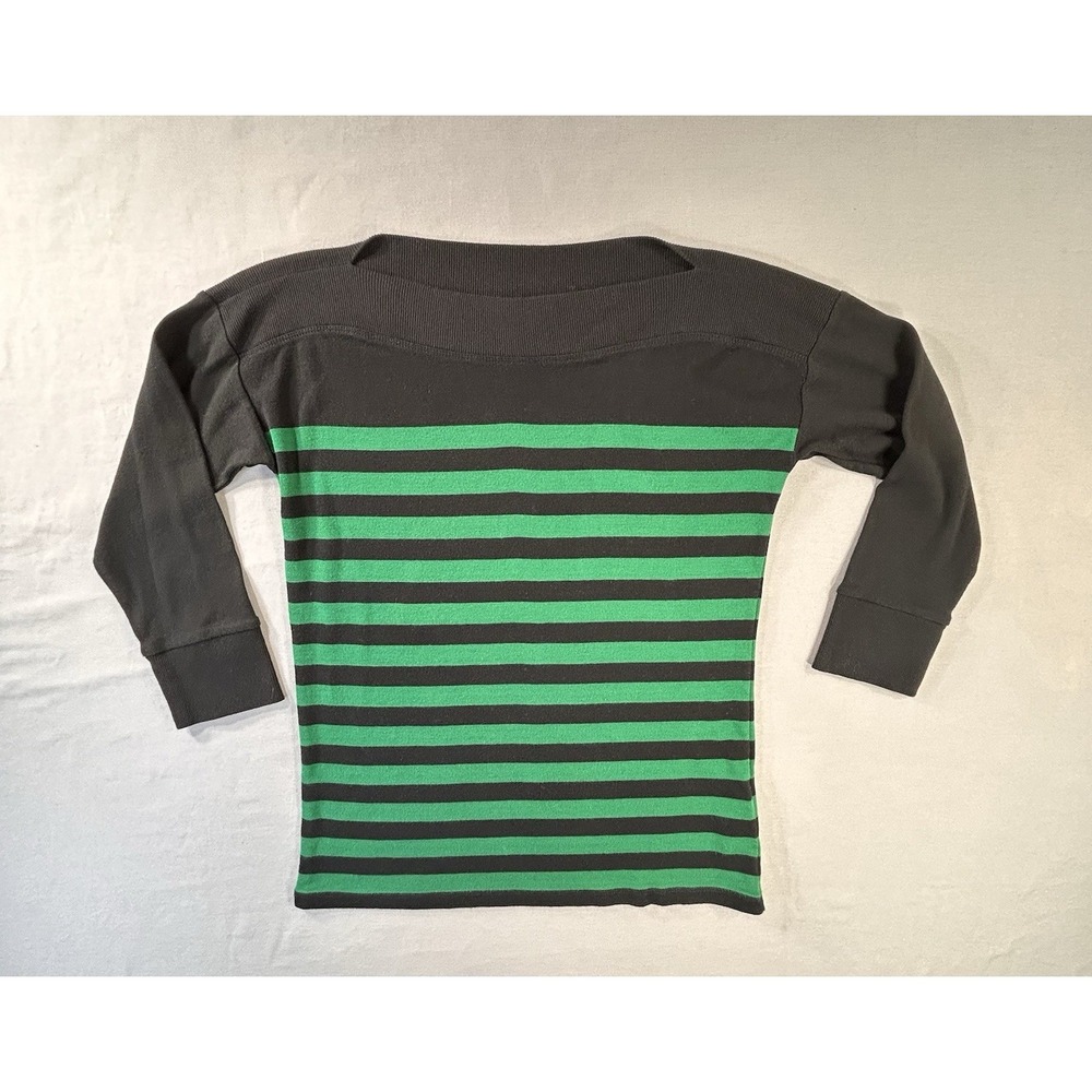 Lauren Ralph Lauren green and black striped‎ boatneck sweater Women's Small